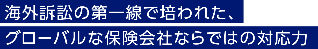 海外訴訟の第一線で培われた、グローバルな保険会社ならではの対応力