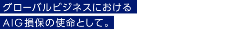 グローバルビジネスにおけるAIG損保の使命として。