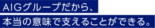 AIGグループだから、本当の意味で支えることができる。