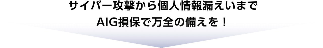 サイバー攻撃から個人情報漏えいまでAIG損保で万全の備えを！