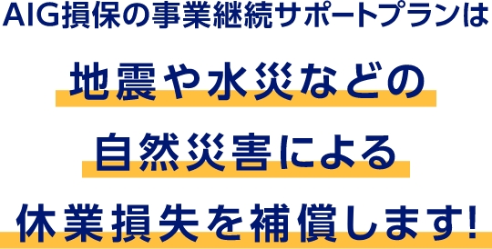 AIG損保の事業継続サポートプランは地震や水災などの自然災害による休業損失を補償します！