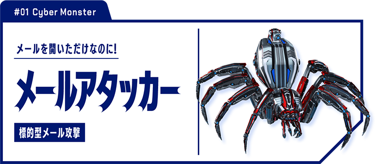 #01 Cyber Monster　メールを開いただけなのに！　メールアタッカー 標準型メール攻撃