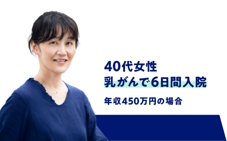 40代女性　乳がんで6日間入院　年収450万円の場合