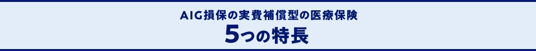 AIG損保の実費補償型の医療保険　5つの特長