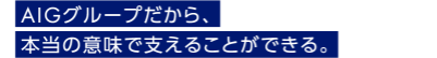 AIGグループだから、本当の意味で支えることができる。