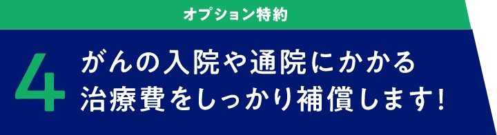 オプション特約　4 がんの入院や通院にかかる治療費をしっかり補償します！