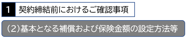 1 契約前におけるご確認事項　（2）基本となる補償および保険金額の設定方法等