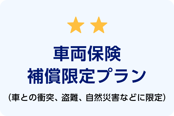 車両保険補償限定プラン（車との衝突、盗難、自然災害などに限定）