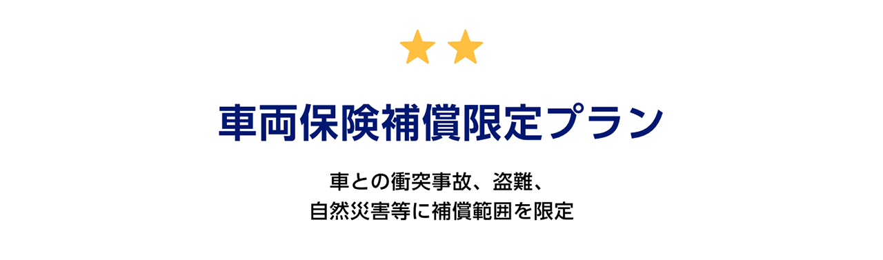 車両保険補償限定プラン　車との衝突事故、盗難、自然災害等に補償範囲を限定